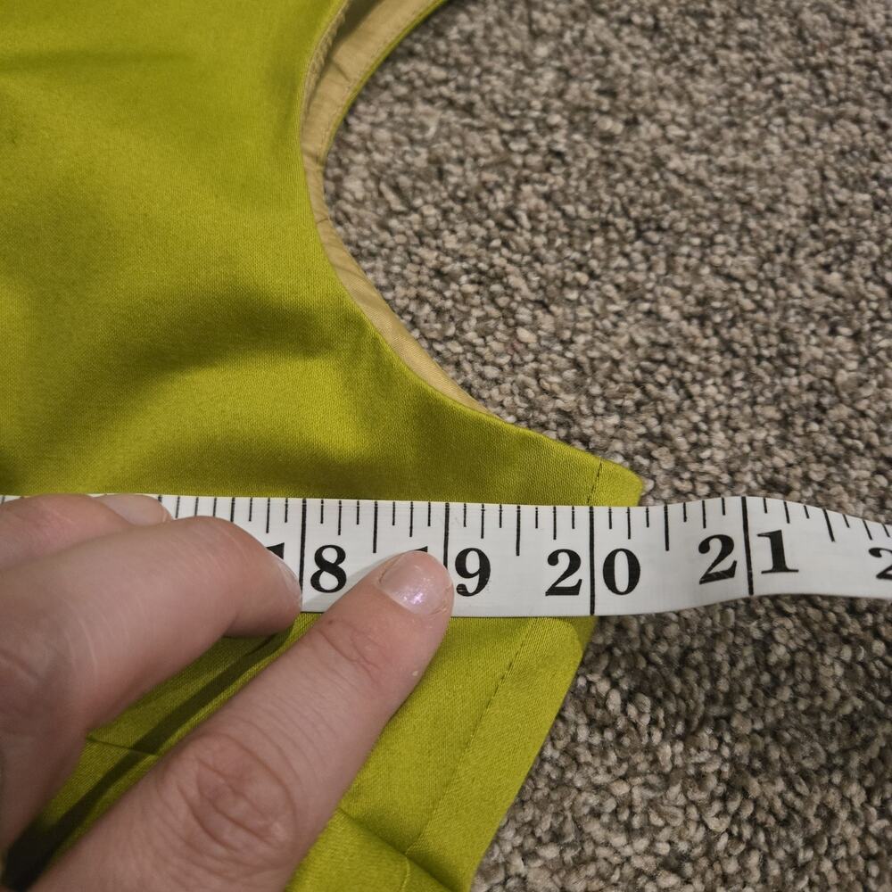 Jones New York Dress Size 14 Chartreuse Green Fit Flare Formal Cocktail Bow Back - Picture 9 of 9